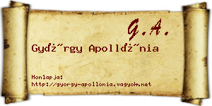 György Apollónia névjegykártya
